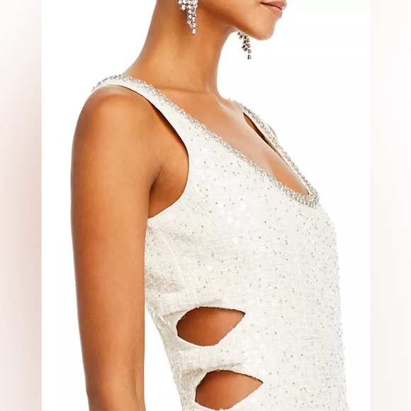 Self-Portrait Beige Boucle Mini Dress with Embellishments - Picture 2 of 9